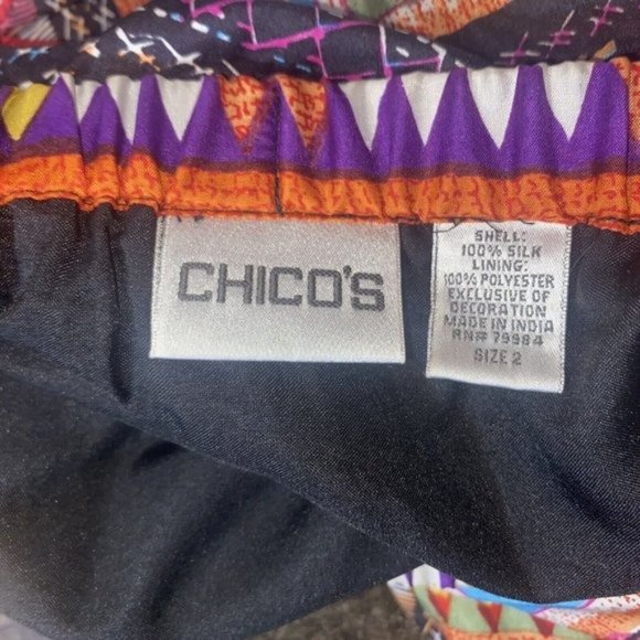 Chicos Maxi Skirt Sz 2 Large Boho Gypsy Flare 100% Silk Outer Southwest Beaded - Picture 3 of 3